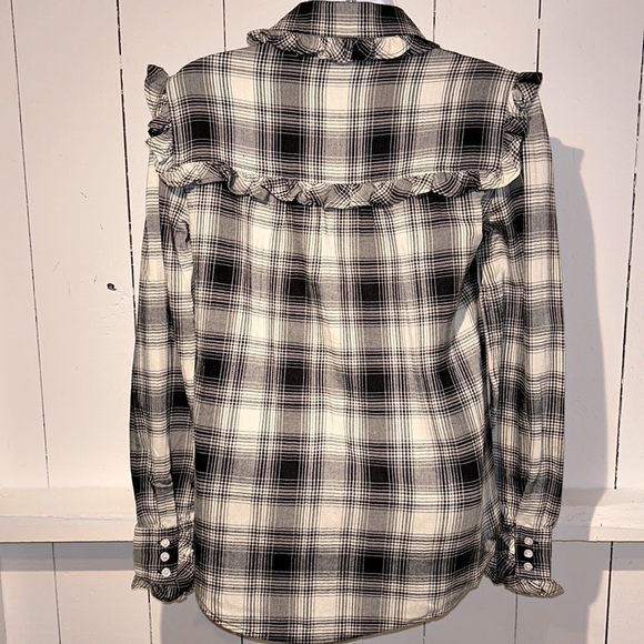 NEW Polo Ralph Lauren Western Black White Plaid Ruffled Button Down XS TP - Picture 10 of 17